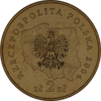 obverse of 2 Złote - Pomorskie (2004) coin with Y# 492 from Poland. Inscription: RZECZPOSPOLITA POLSKA 2004 zł 2 zł