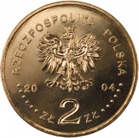 obverse of 2 Złote - Aleksander Czekanowski (2004) coin with Y# 505 from Poland. Inscription: RZECZPOSPOLITA POLSKA 2004 ZŁ 2 ZŁ