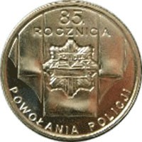 reverse of 2 Złote - 85th Police Anniversary (2004) coin with Y# 501 from Poland. Inscription: 85. ROCZNICA POWOŁANIA POLICJI
