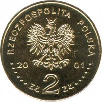 Poland coin 2 Złote - Cardinal Stefan Wyszynski (2001) obverse obverse of 2 Złote - Cardinal Stefan Wyszynski (2001) coin with Y# 418 from Poland. Inscription: RZECZPOSPOLITA POLSKA 20 01 ZŁ 2 ZŁ