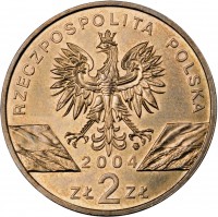 Poland coin 2 Złote - Porpoise (2004) obverse obverse of 2 Złote - Porpoise (2004) coin with Y# 464 from Poland. Inscription: RZECZPOSPOLITA POLSKA 2004 ZŁ 2 ZŁ