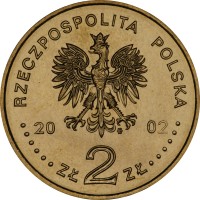 obverse of 2 Złote - General Wladyslaw Anders (2002) coin with Y# 440 from Poland. Inscription: RZECZPOSPOLITA POLSKA 2002 ZŁ 2 ZŁ