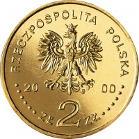 Poland coin 2 Złote - December 1970 (2000) obverse obverse of 2 Złote - December 1970 (2000) coin with Y# 404 from Poland. Inscription: RZECZPOSPOLITA POLSKA 2000 ZŁ 2 ZŁ