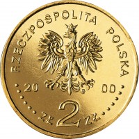 obverse of 2 Złote - December 1970 (2000) coin with Y# 404 from Poland. Inscription: RZECZPOSPOLITA POLSKA 2000 ZŁ 2 ZŁ