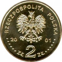obverse of 2 Złote - Carolers (2001) coin with Y# 422 from Poland. Inscription: RZECZPOSPOLITA POLSKA 2001 ZŁ 2 ZŁ