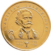 reverse of 2 Złote - Stanislaw Leszczynski (2003) coin with Y# 473 from Poland. Inscription: STANISŁAZ LESZCZYŃSKI 1704 1733 1709 1736