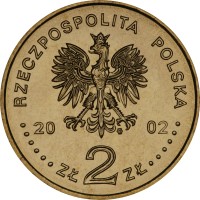 obverse of 2 Złote - Malbork Castle (2002) coin with Y# 443 from Poland. Inscription: RZECZPOSPOLITA POLSKA 2002 ZŁ 2 ZŁ