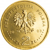 obverse of 2 Złote - Easter Monday Festival (2003) coin with Y# 451 from Poland. Inscription: RZECZPOSPOLITA POLSKA 2003 ZŁ 2 ZŁ
