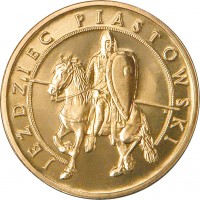 Poland coin 2 Złote - Piast Horseman (2006) reverse reverse of 2 Złote - Piast Horseman (2006) coin with Y# 576 from Poland. Inscription: JEŹDZIEC PIASTOWSKI