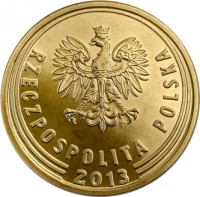 Poland coin 1 Grosz (2013 - 2015) obverse obverse of 1 Grosz (2013 - 2015) coin with Y# 923 from Poland. Inscription: RZECZPOSPOLITA POLSKA 2014