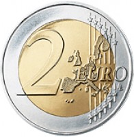 reverse of 2 Euro - Juan Carlos I - Don Quixote (2005) coin with KM# 1063 from Spain. Inscription: 2 EURO LL