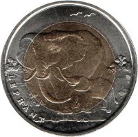 obverse of 1 Lira - Elephant (2009) coin with KM# 1263 from Turkey. Inscription: ELEPHANT