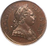 United Kingdom coin 1/2 Penny - George III (1770 - 1775) obverse obverse of 1/2 Penny - George III (1770 - 1775) coin with KM# 601 from United Kingdom. Inscription: GEORGIVS · III · REX ·