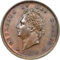 obverse of 1 Penny - George IV (1825 - 1827) coin with KM# 693 from United Kingdom. Inscription: GEORGIUS IV DEI GRATIA · 1826 ·
