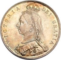 United Kingdom coin 1/2 Crown - Victoria - 2'nd Portrait (1887 - 1892) obverse obverse of 1/2 Crown - Victoria - 2'nd Portrait (1887 - 1892) coin with KM# 764 from United Kingdom. Inscription: VICTORIA DEI GRATIA