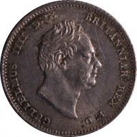 obverse of 4 Pence - William IV (1836 - 1837) coin with KM# 723 from United Kingdom. Inscription: GULIELMUS IIII D:G: BRITANNIAR: REX: F:D: