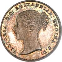 obverse of 4 Pence - Victoria - 1'st Portrait (1838 - 1862) coin with KM# 731 from United Kingdom. Inscription: VICTORIA D:G: BRITANNIAR: REGINA F:D: