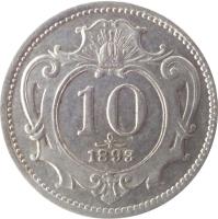 reverse of 10 Heller - Franz Joseph I (1892 - 1911) coin with KM# 2802 from Austria. Inscription: 10 1898