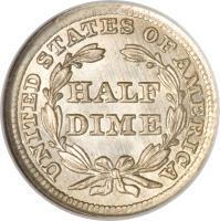 United States coin 1/2 Dime - Seated Liberty Half Dime; Arrows at date (1853 - 1855) reverse reverse of 1/2 Dime - Seated Liberty Half Dime; Arrows at date (1853 - 1855) coin with KM# 76 from United States. Inscription: UNITED STATES OF AMERICA HALF DIME