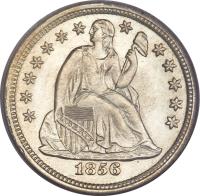 obverse of 1 Dime - Seated Liberty Dime; With stars; Without date arrows (1838 - 1860) coin with KM# 63 from United States. Inscription: LIBERTY 1848