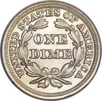 reverse of 1 Dime - Seated Liberty Dime; With stars; Without date arrows (1838 - 1860) coin with KM# 63 from United States. Inscription: UNITED STATES OF AMERICA ONE DIME
