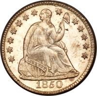 obverse of 1/2 Dime - Seated Liberty Half Dime; With drapery (1838 - 1859) coin with KM# 62 from United States. Inscription: LIBERTY 1842