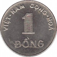 Vietnam coin 1 Đồng (1971) reverse reverse of 1 Đồng (1971) coin with KM# 7a from Vietnam. Inscription: VIỆT-NAM CỘNG-HOÀ 1 ĐÔNG
