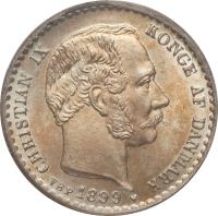 obverse of 10 Øre - Christian IX (1874 - 1905) coin with KM# 795 from Denmark. Inscription: CHRISTIAN IX KONGE AF DANMARK 1903 VBP