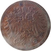 obverse of 1 Heller - Franz Joseph I (1892 - 1916) coin with KM# 2800 from Austria.