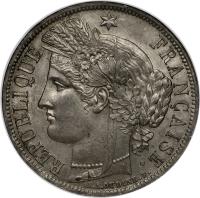 France coin 5 Francs (1870 - 1871) obverse obverse of 5 Francs (1870 - 1871) coin with KM# 818 from France. Inscription: REPUBLIQUE FRANÇAISE.