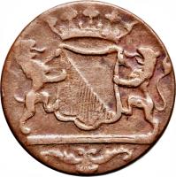 obverse of 1 Duit - Utrecht (1741 - 1794) coin with KM# 111 from Netherlands East Indies.