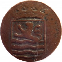 obverse of 1 Duit - Zeeland (1729 - 1794) coin with KM# 152 from Netherlands East Indies.