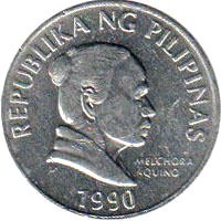 Philippines coin 5 Sentimo (1983 - 1992) obverse obverse of 5 Sentimo (1983 - 1992) coin with KM# 239 from Philippines. Inscription: REPUBLIKA NG PILIPINAS MELCHORA AQUINO 1990