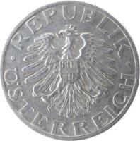 obverse of 50 Groschen (1946 - 1955) coin with KM# 2870 from Austria. Inscription: · REPUBLIK · ÖSTERREICH