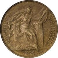 obverse of 1 Escudo (1924 - 1926) coin with KM# 576 from Portugal. Inscription: REPUBLICA PORTUGUESA 1924