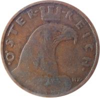 obverse of 1 Groschen (1925 - 1938) coin with KM# 2836 from Austria. Inscription: · ÖSTER REICH · HZ