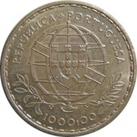 obverse of 1000 Escudos - Camões (1981) coin with KM# 611 from Portugal. Inscription: REPÚBLICA PORTUGUESA 1000.00