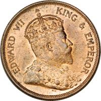 obverse of 1 Cent - Edward VII (1903 - 1908) coin with KM# 19 from Straits Settlements. Inscription: EDWARD VII KING & EMPEROR