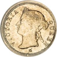 obverse of 5 Cents - Victoria (1871 - 1901) coin with KM# 10 from Straits Settlements. Inscription: VICTORIA QUEEN