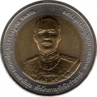 obverse of 10 Baht - Rama IX - 150th Anniversary of Prince Bhanurangsri (2009) coin with Y# 519 from Thailand.