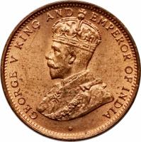 obverse of 1/2 Cent - George V (1912 - 1926) coin with KM# 106 from Ceylon. Inscription: GEORGE V KING AND EMPEROR OF INDIA