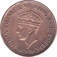 Ceylon coin 1 Cent - George VI (1942 - 1945) obverse obverse of 1 Cent - George VI (1942 - 1945) coin with KM# 111a from Ceylon. Inscription: GEORGE VI KING AND EMPEROR OF INDIA
