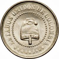 obverse of 2 1/2 Centavos (1881) coin with KM# 179 from Colombia. Inscription: ESTADOS UNIDOS DE COLOMBIA