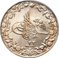 obverse of 1/10 Qirsh - Abdul Hamid II (1884 - 1909) coin with KM# 289 from Egypt.