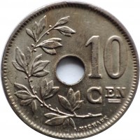 Belgium coin 10 Centimes - Albert I - Dutch text (1920 - 1930) reverse reverse of 10 Centimes - Albert I - Dutch text (1920 - 1930) coin with KM# 86 from Belgium. Inscription: 10 CEN A. MICHAUX