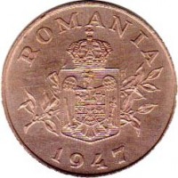 Romania coin 2 Lei - Mihai I (1947) obverse obverse of 2 Lei - Mihai I (1947) coin with KM# 74 from Romania. Inscription: ROMANIA 1947