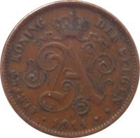 obverse of 2 Centimes - Albert I - Dutch text (1910 - 1919) coin with KM# 65 from Belgium. Inscription: ALBERT KONING DER BELGEN 1911