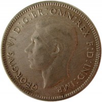 obverse of 1 Shilling - George VI (1946 - 1948) coin with KM# 39a from Australia. Inscription: GEORGIVS VI D:G:BR:OMN:REX F:D:IND:IMP. HP