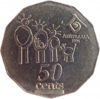 reverse of 50 Cents - Elizabeth II - Year of the Family (1994) coin with KM# 257 from Australia. Inscription: AUSTRALIA 1994 50 cents