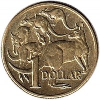 reverse of 1 Dollar - Elizabeth II - 4'th Portrait (2000 - 2015) coin with KM# 489 from Australia. Inscription: 1 DOLLAR